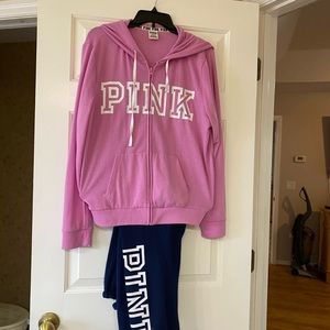 Pink zip jacket and sweatpants